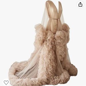 Long Robe Puffy Tulle Robe Sheer for Maternity Photoshoot